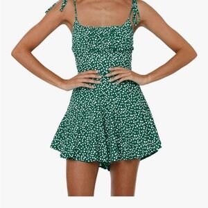 Green Polka Dot Romper